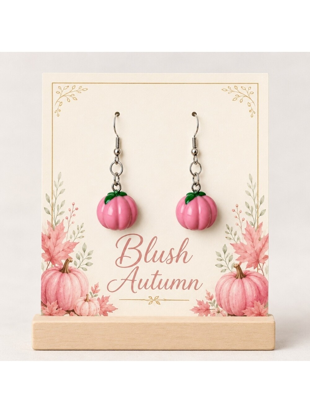 Fun Jewelry Halloween Fall Pink Pumpkin Hypoallergenic Dangle Drop Earrings